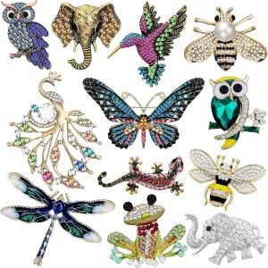 Junkin 12 Pcs Women Brooches Bulk Set Rhinestone Pin Crystal Vintage Brooch Retro Pin for Women Girls Mother's Day Gifts