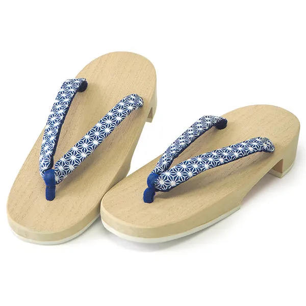 Kids Japanese Kimono Yukata Wooden Geta Sandals, 19.5, 21cm Ivory Blue