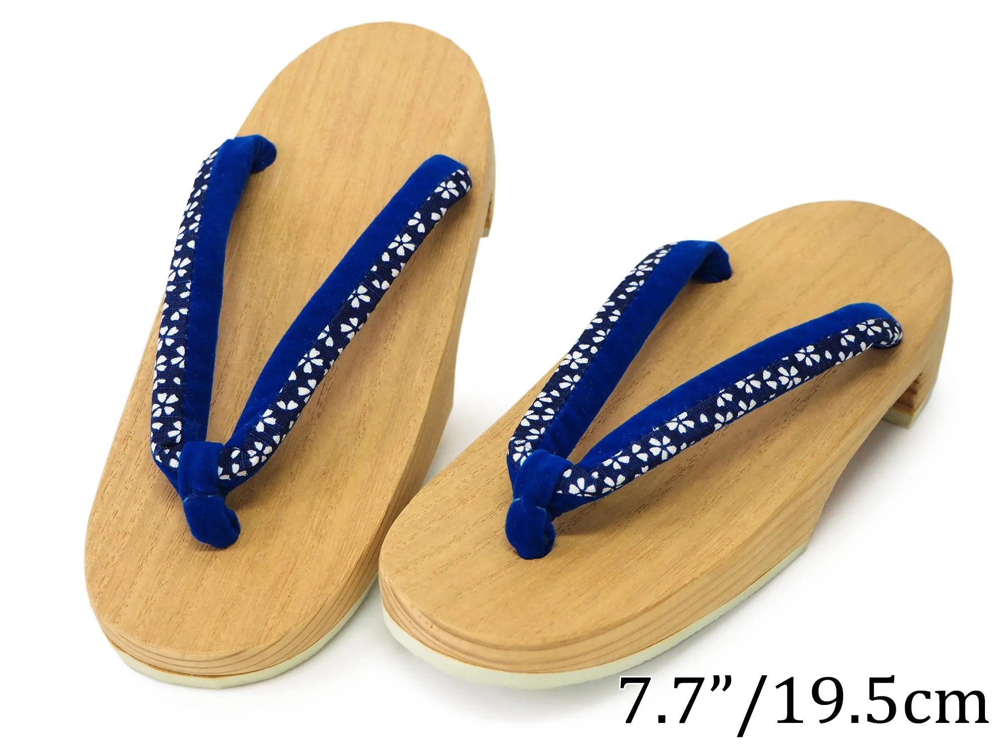 Kids Japanese Kimono Yukata Wooden Geta Sandals, 19.5, 21cm Ivory Blue