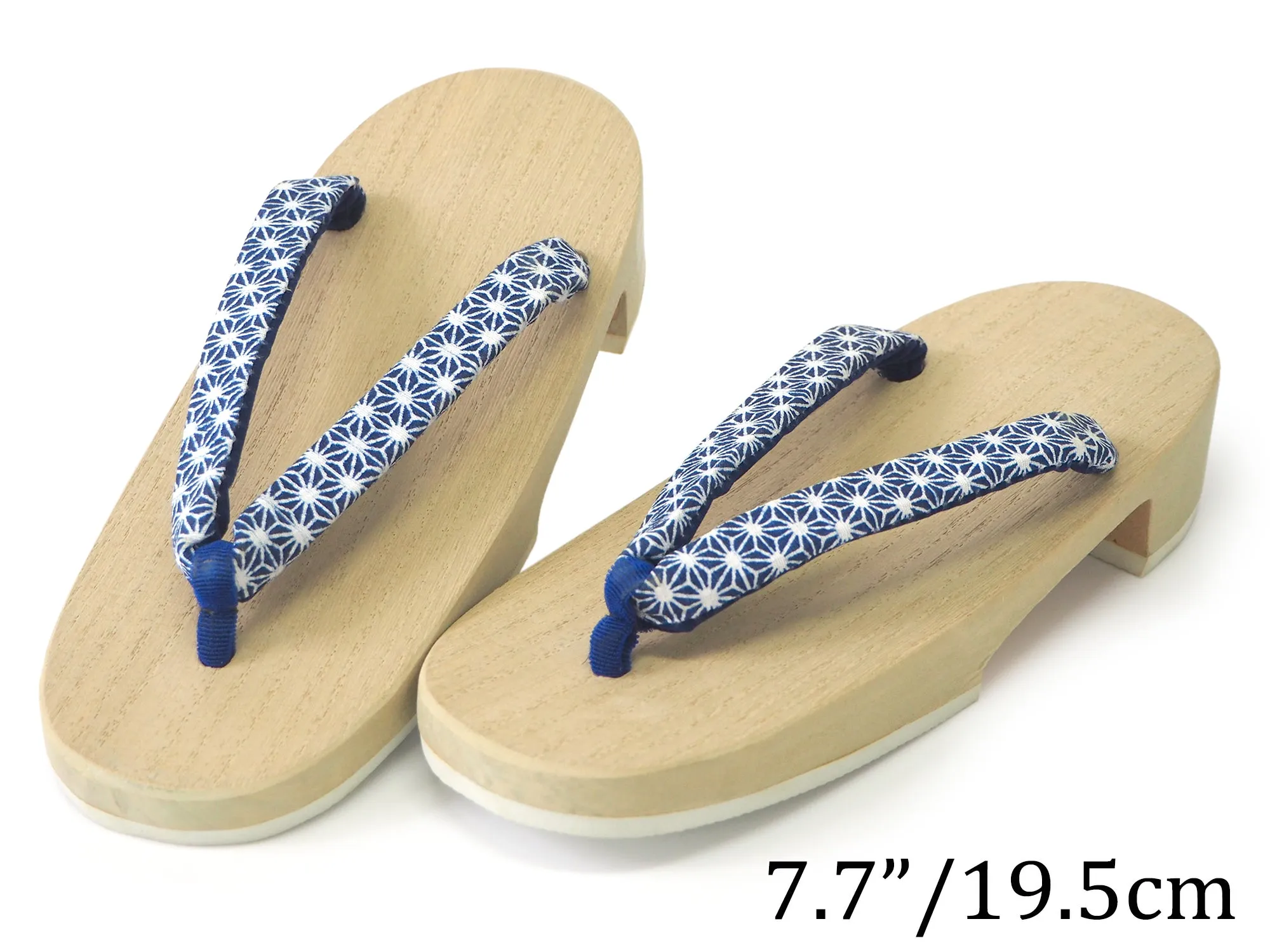 Kids Japanese Kimono Yukata Wooden Geta Sandals, 19.5, 21cm Ivory Blue