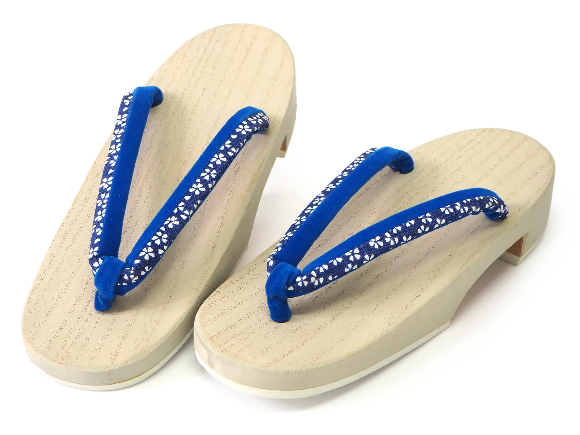 Kids Japanese Kimono Yukata Wooden Geta Sandals, 19.5, 21cm Ivory Blue