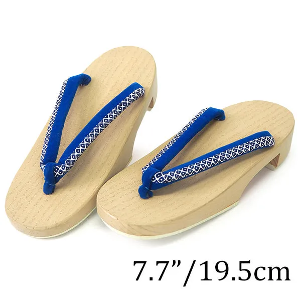 Kids Japanese Kimono Yukata Wooden Geta Sandals, 19.5, 21cm Ivory Blue