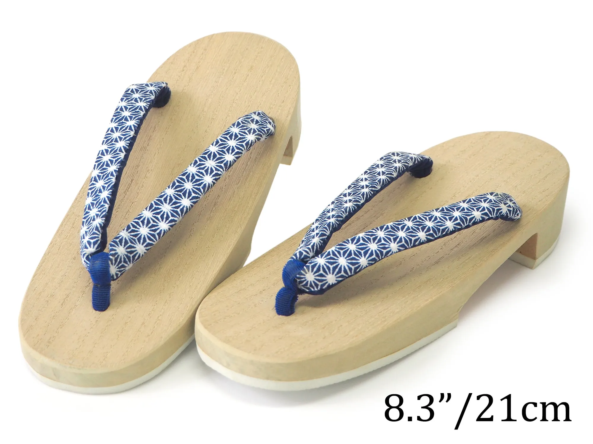 Kids Japanese Kimono Yukata Wooden Geta Sandals, 19.5, 21cm Ivory Blue