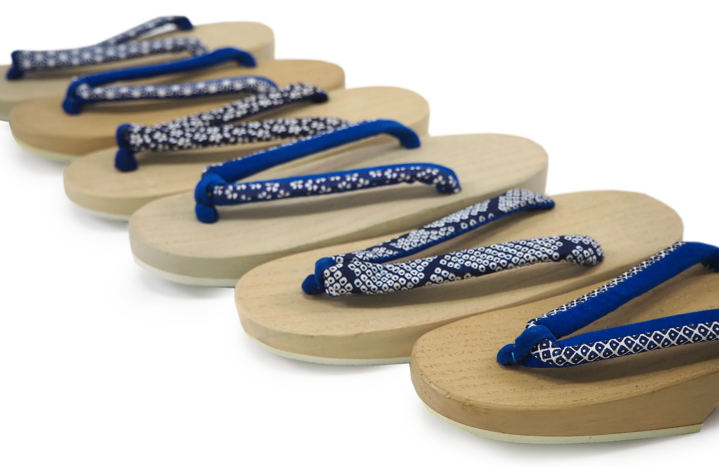 Kids Japanese Kimono Yukata Wooden Geta Sandals, 19.5, 21cm Ivory Blue