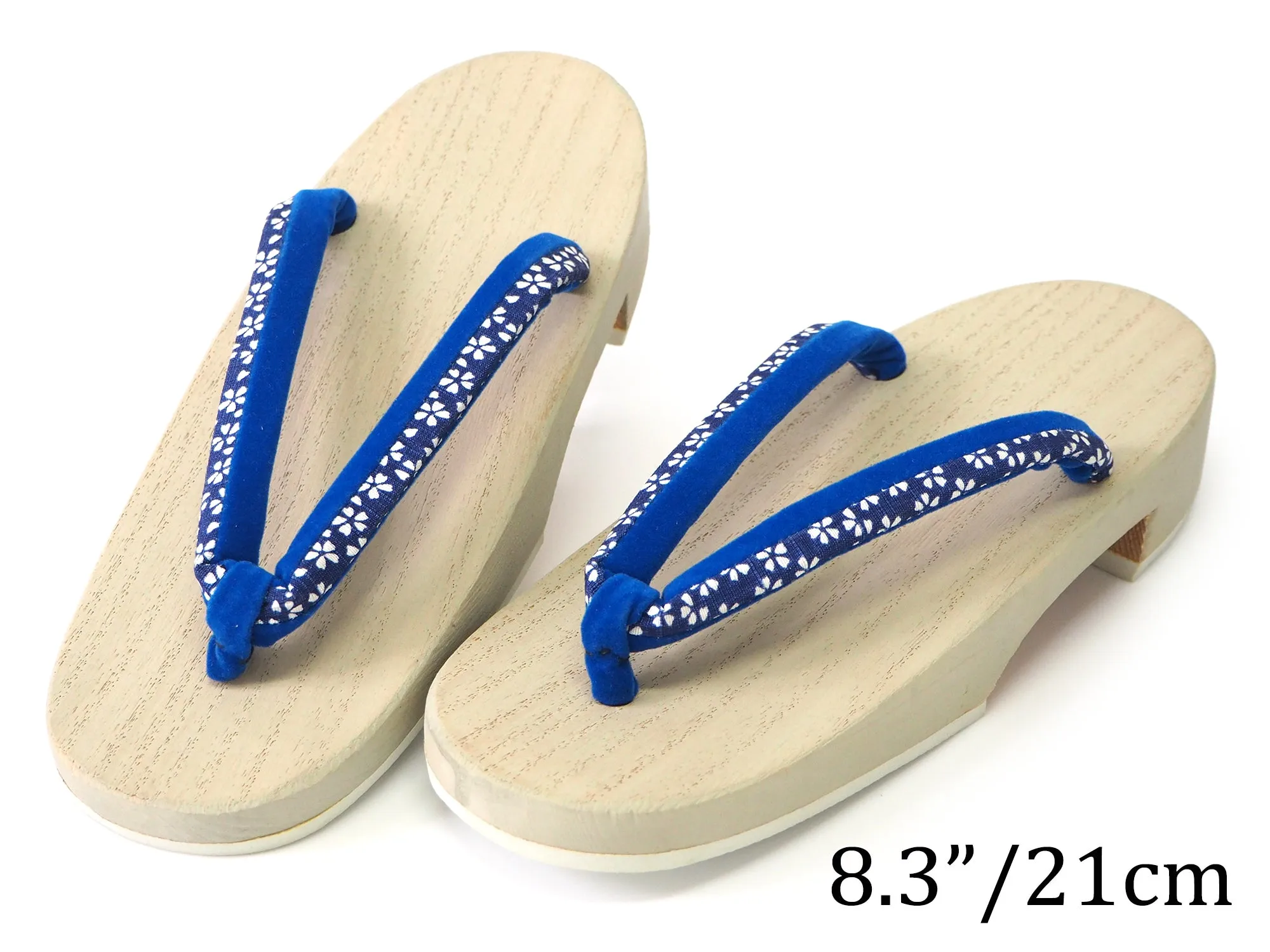 Kids Japanese Kimono Yukata Wooden Geta Sandals, 19.5, 21cm Ivory Blue