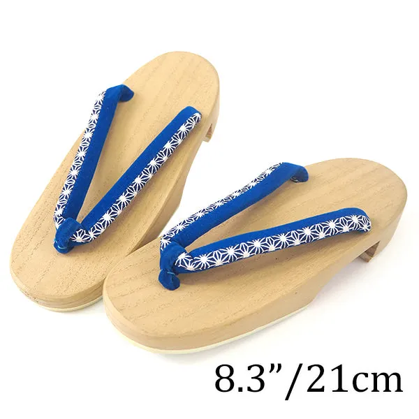 Kids Japanese Kimono Yukata Wooden Geta Sandals, 19.5, 21cm Ivory Blue