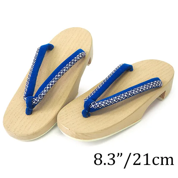 Kids Japanese Kimono Yukata Wooden Geta Sandals, 19.5, 21cm Ivory Blue