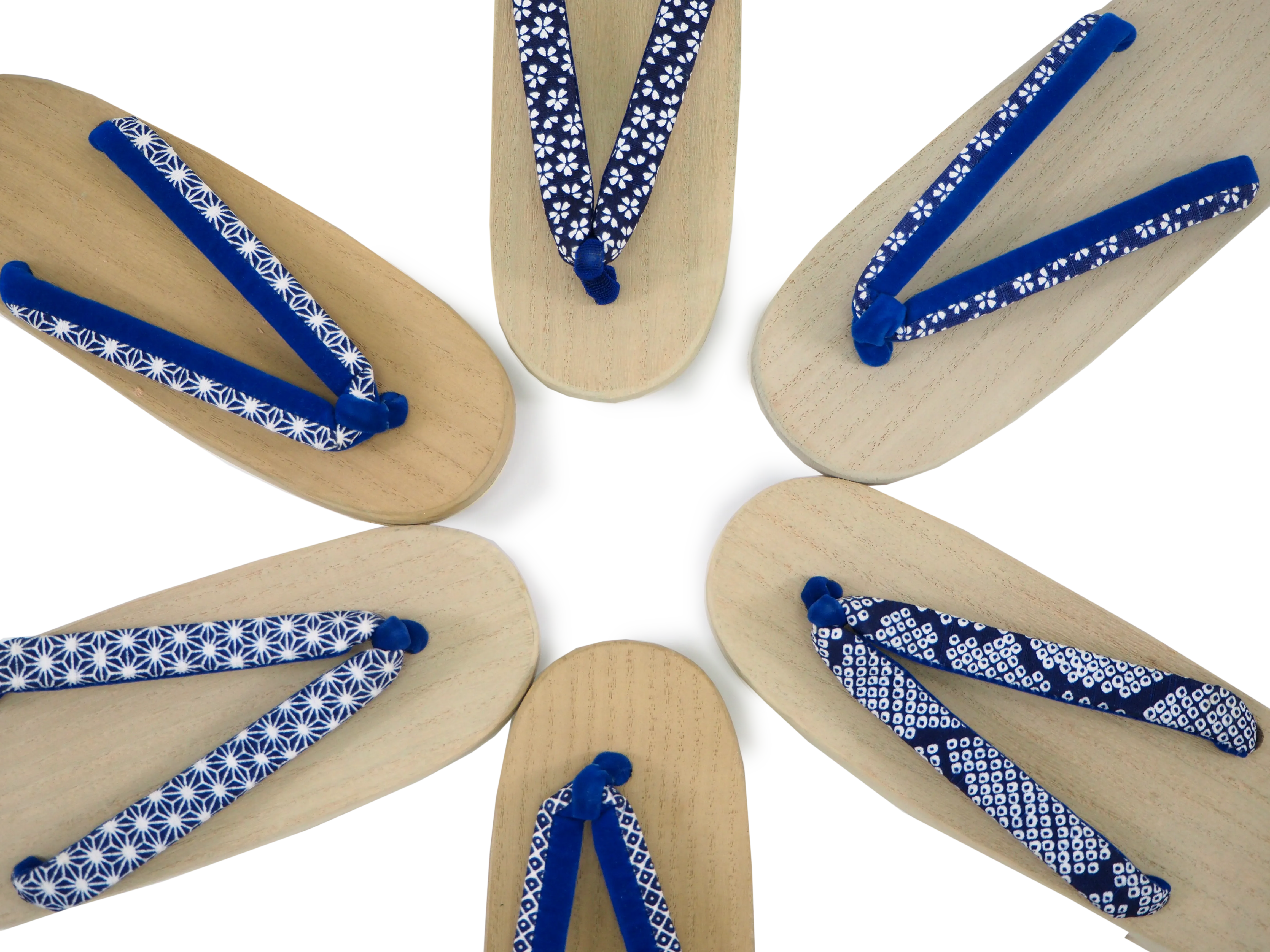 Kids Japanese Kimono Yukata Wooden Geta Sandals, 19.5, 21cm Ivory Blue