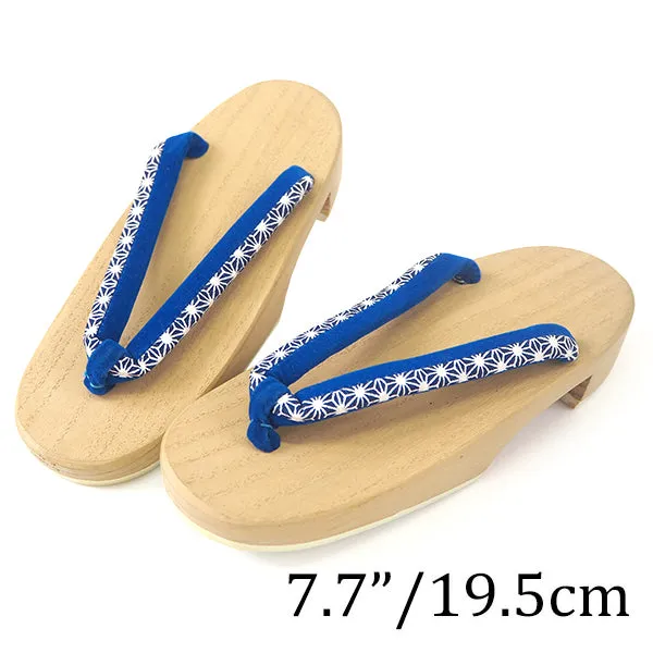 Kids Japanese Kimono Yukata Wooden Geta Sandals, 19.5, 21cm Ivory Blue