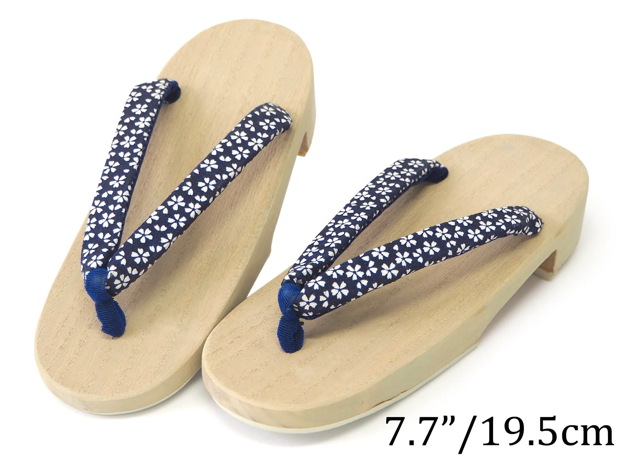 Kids Japanese Kimono Yukata Wooden Geta Sandals, 19.5, 21cm Ivory Blue