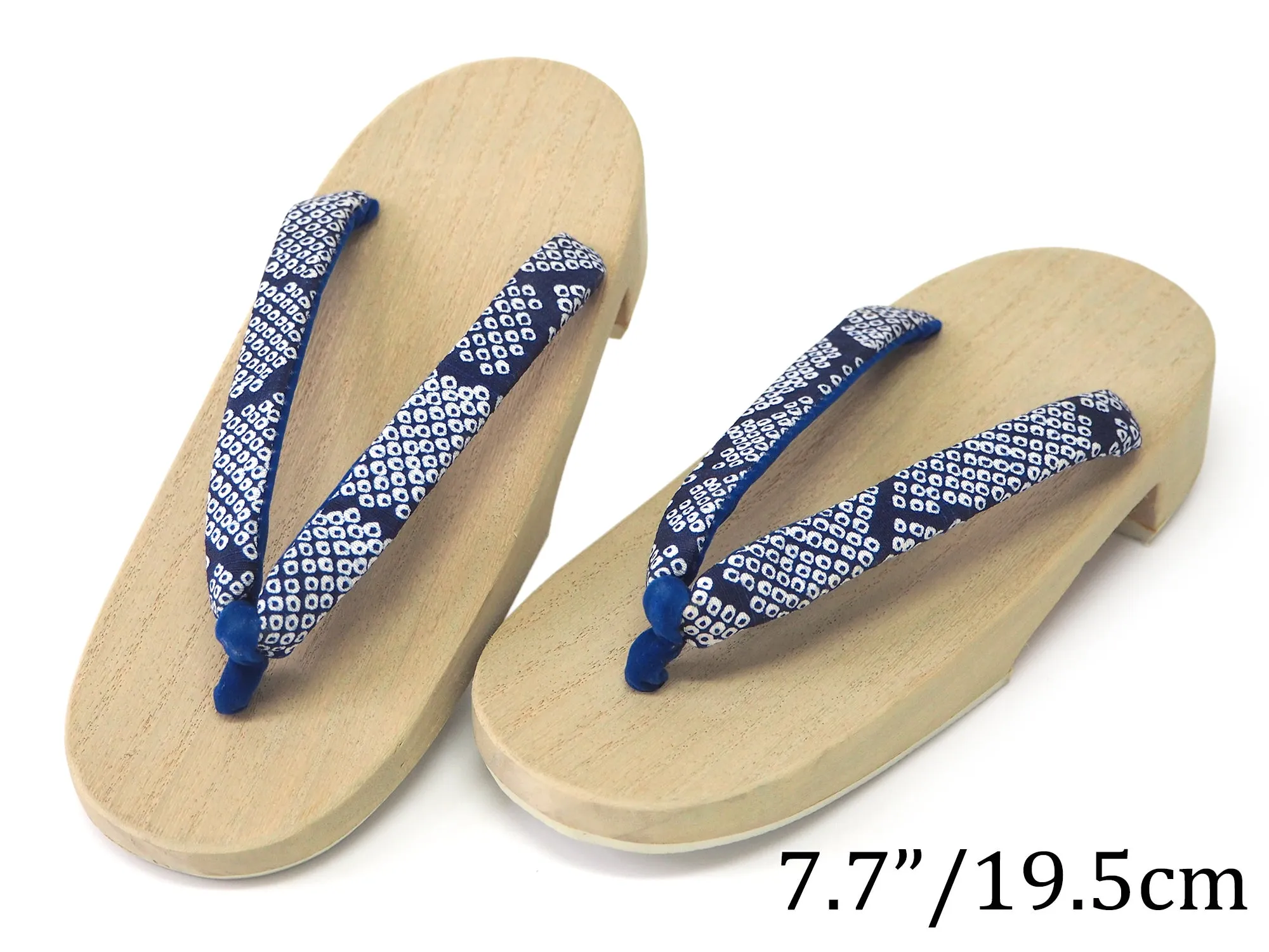 Kids Japanese Kimono Yukata Wooden Geta Sandals, 19.5, 21cm Ivory Blue