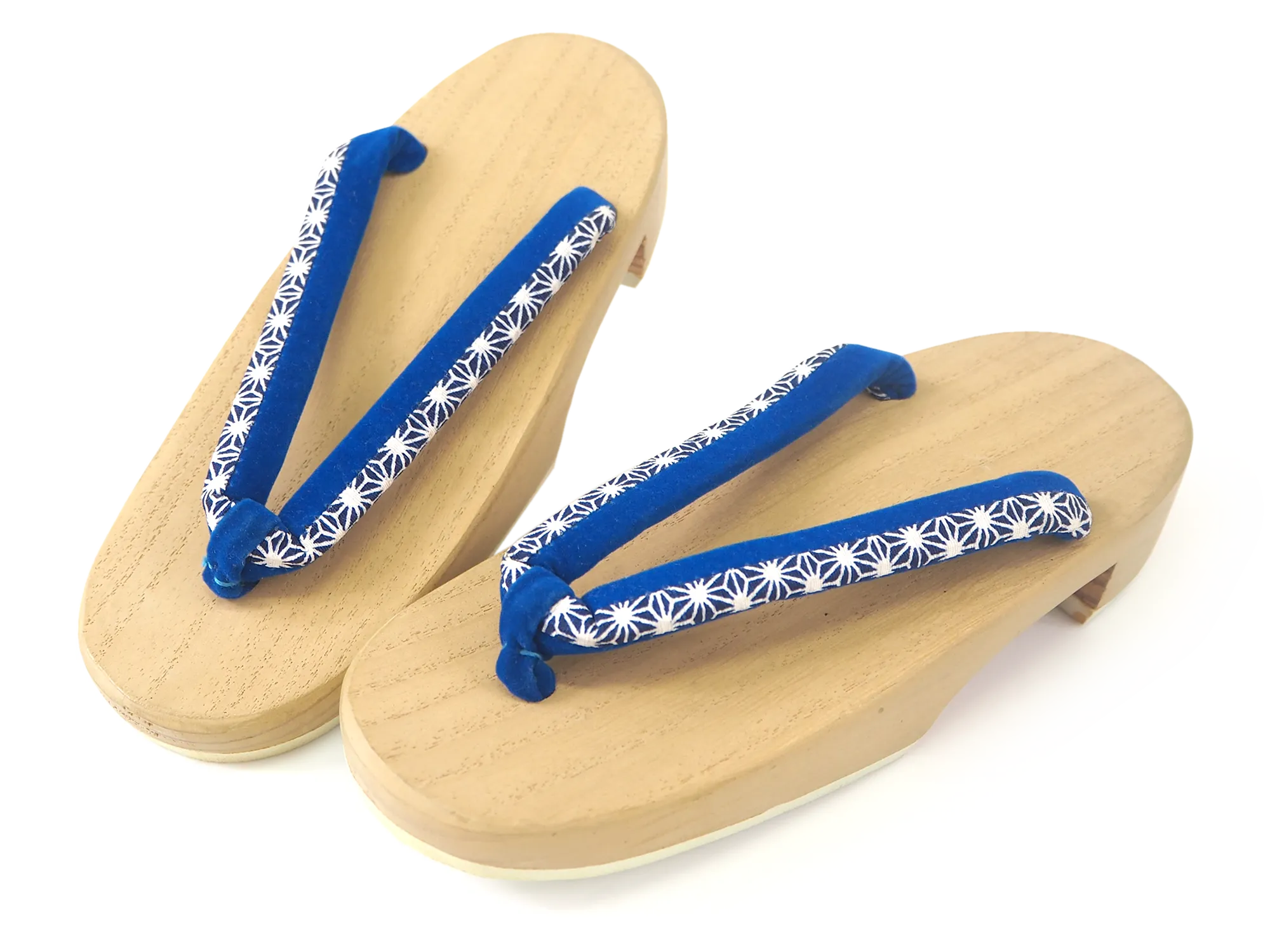 Kids Japanese Kimono Yukata Wooden Geta Sandals, 19.5, 21cm Ivory Blue