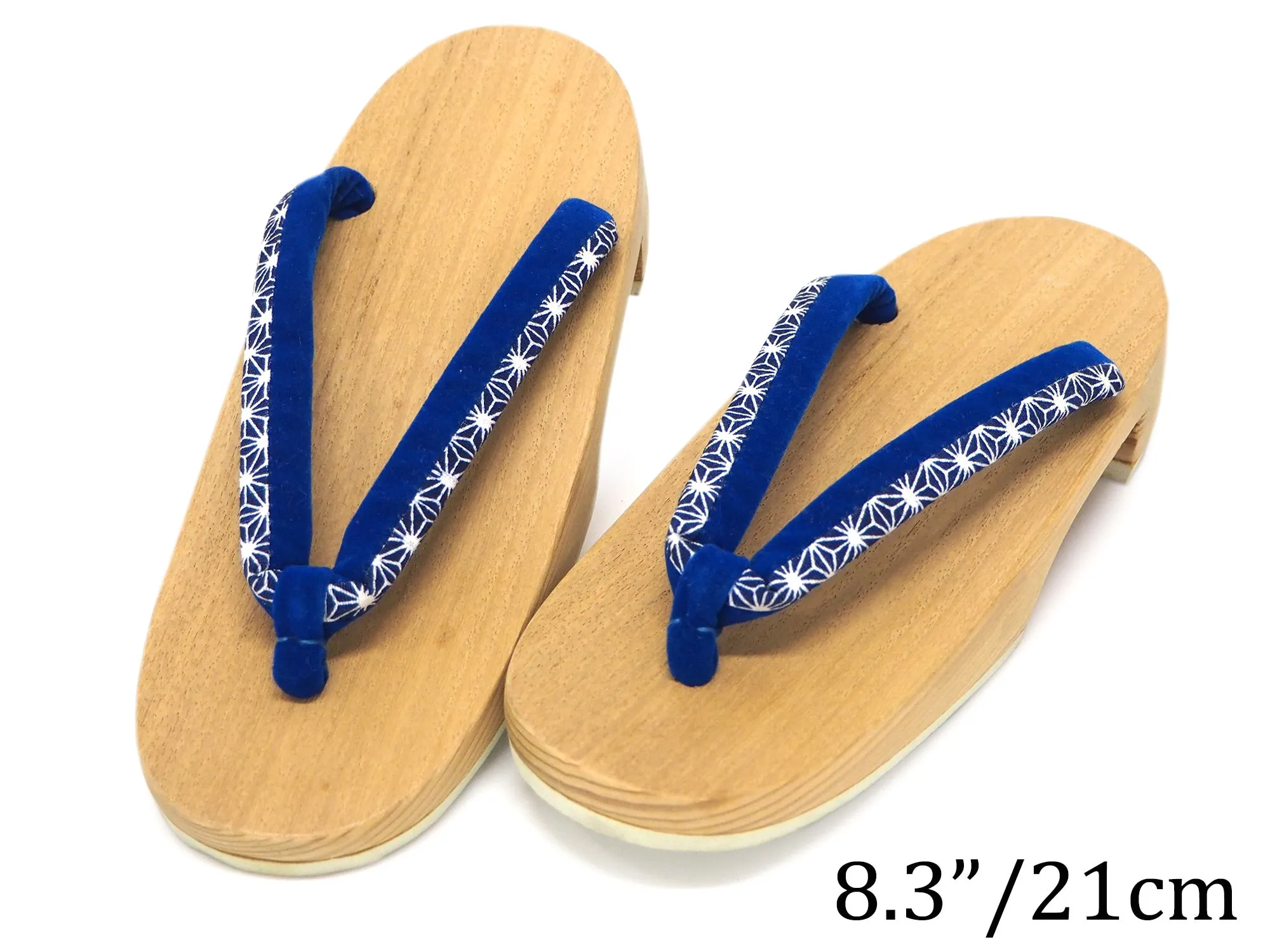 Kids Japanese Kimono Yukata Wooden Geta Sandals, 19.5, 21cm Ivory Blue