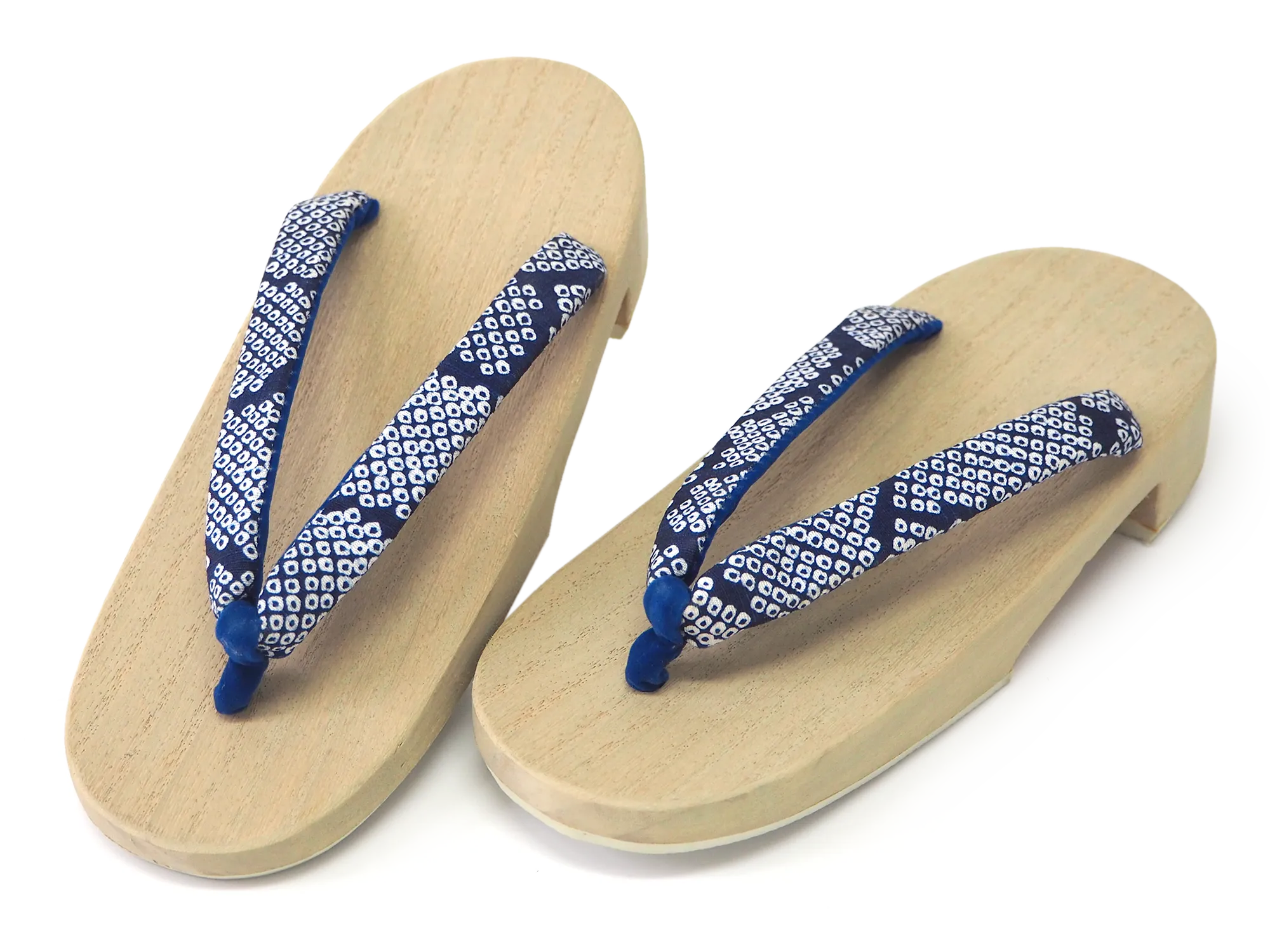 Kids Japanese Kimono Yukata Wooden Geta Sandals, 19.5, 21cm Ivory Blue