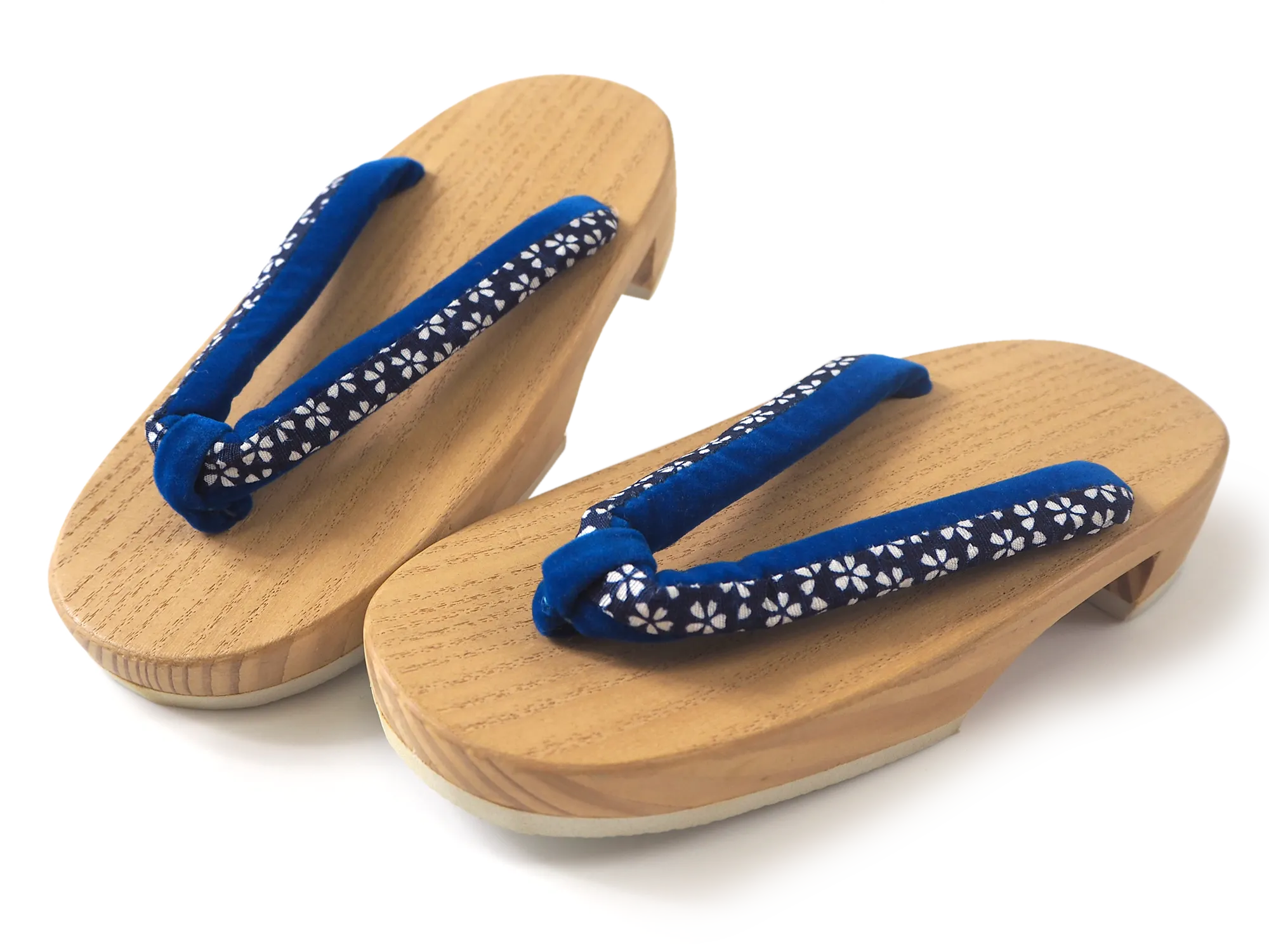 Kids Japanese Kimono Yukata Wooden Geta Sandals, 6.5"/16.5cm Beige Blue