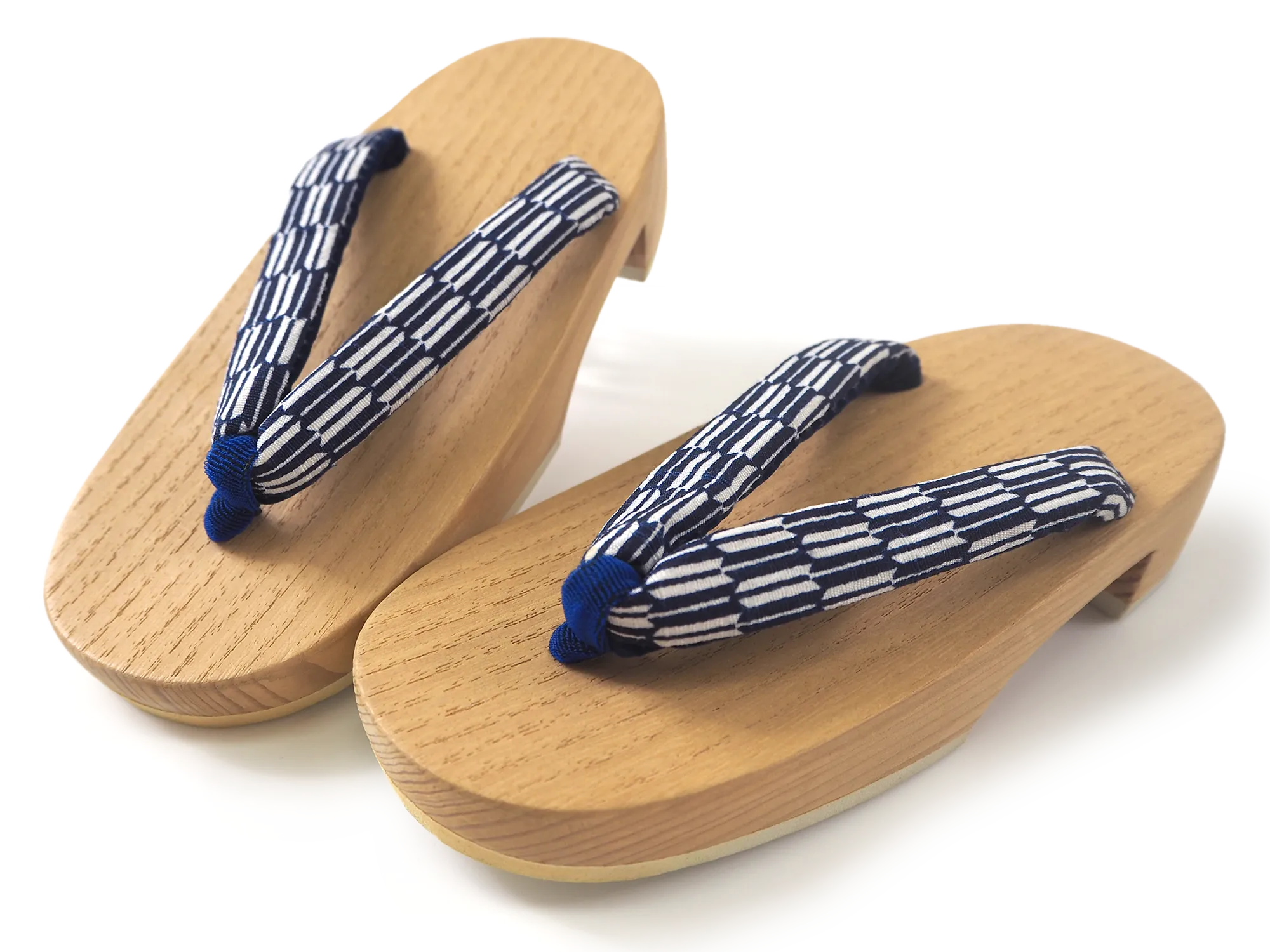 Kids Japanese Kimono Yukata Wooden Geta Sandals, 6.5"/16.5cm Beige Blue