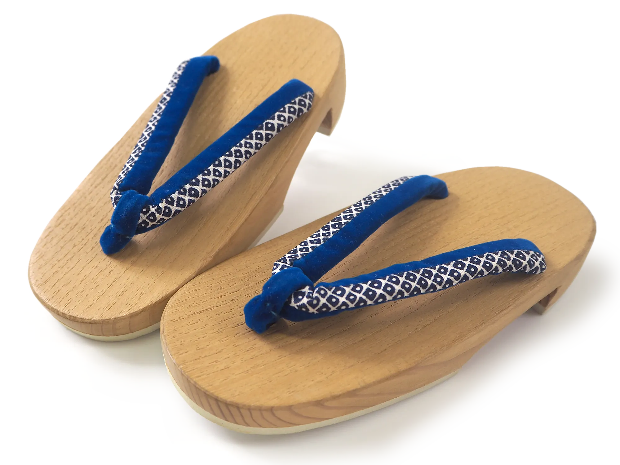 Kids Japanese Kimono Yukata Wooden Geta Sandals, 6.5"/16.5cm Beige Blue