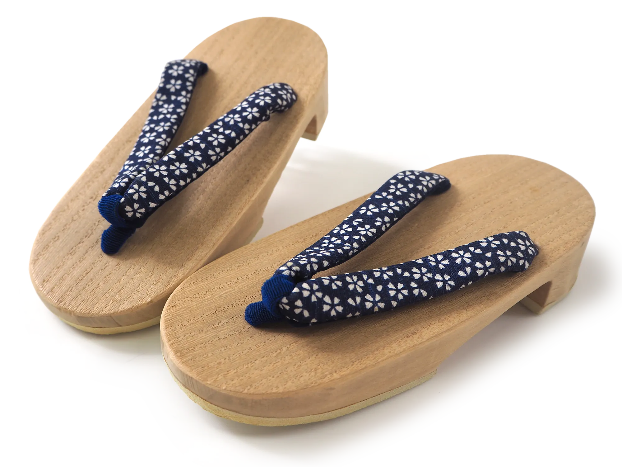 Kids Japanese Kimono Yukata Wooden Geta Sandals, 6.5"/16.5cm Beige Blue