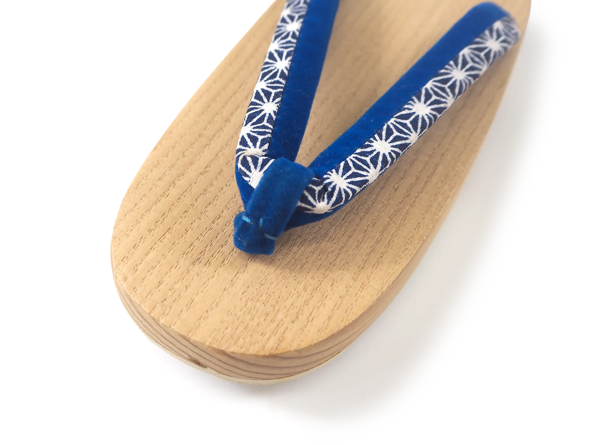 Kids Japanese Kimono Yukata Wooden Geta Sandals, 6.5"/16.5cm Beige Blue