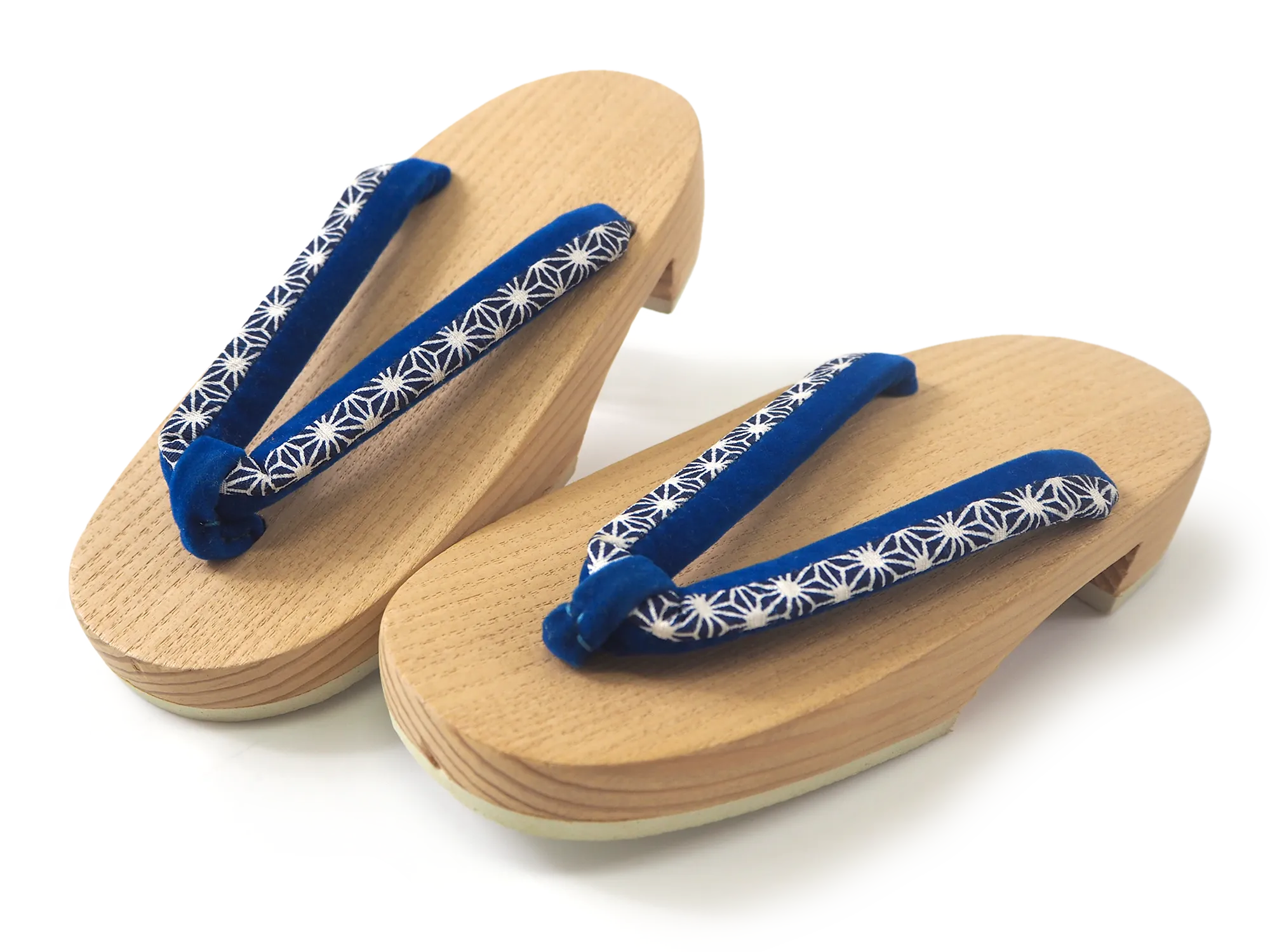 Kids Japanese Kimono Yukata Wooden Geta Sandals, 6.5"/16.5cm Beige Blue