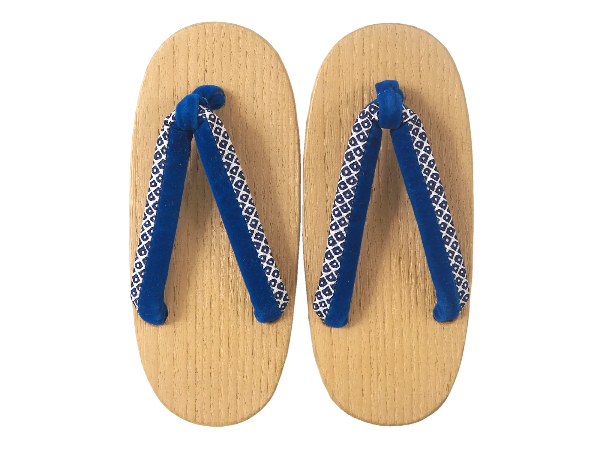 Kids Japanese Kimono Yukata Wooden Geta Sandals, 6.5"/16.5cm Beige Blue