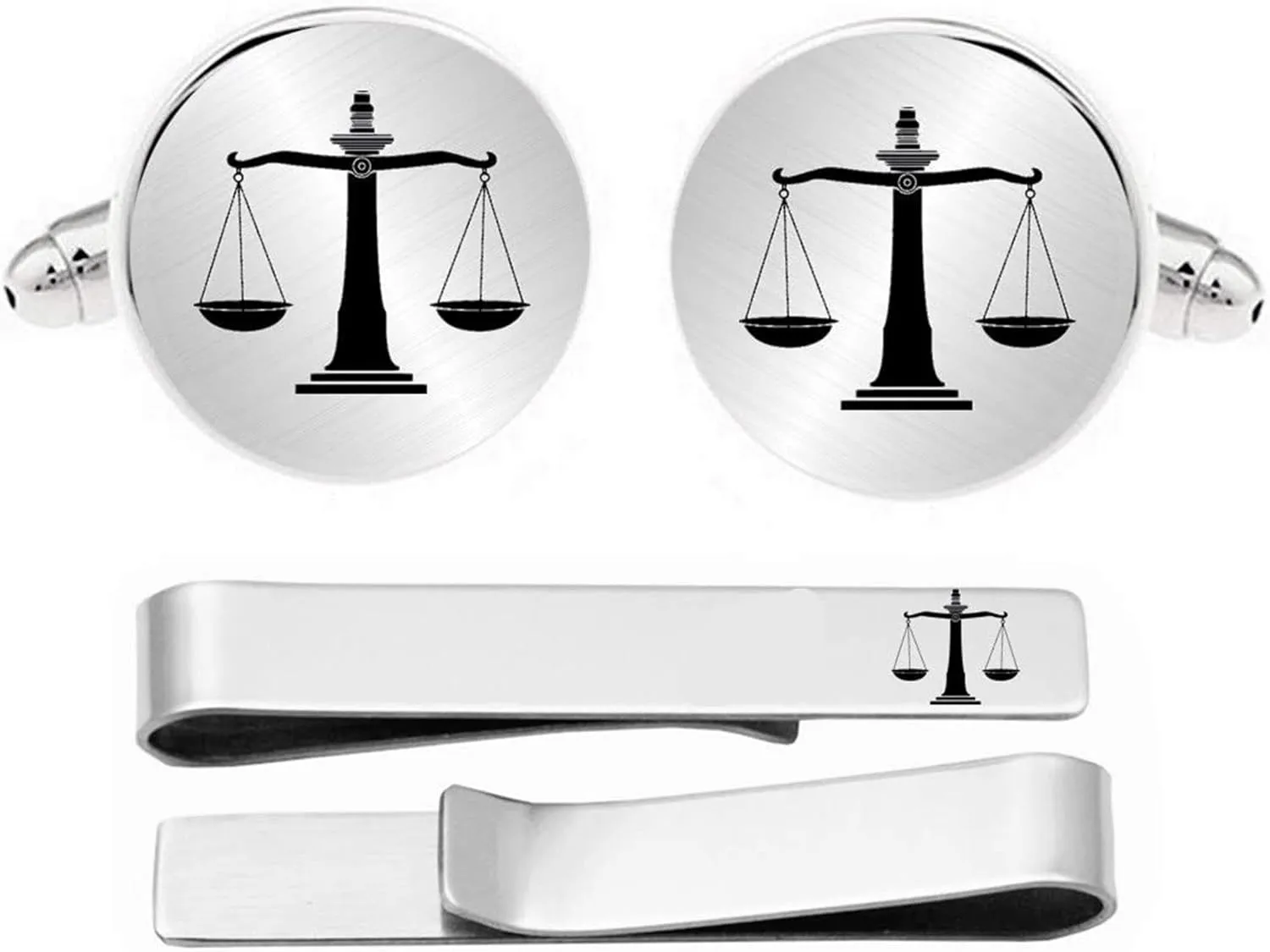 Kooer Cufflinks For Men, Lawyer Gifts For Men Scales of Justice CuffLinks & Tie Bar Law Scales Jewelry Gift For Lawyer Judge