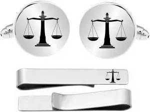 Kooer Cufflinks For Men, Lawyer Gifts For Men Scales of Justice CuffLinks & Tie Bar Law Scales Jewelry Gift For Lawyer Judge