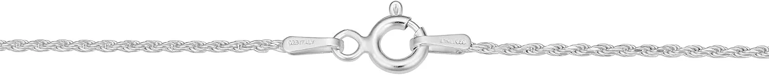 Kooljewelry Sterling Silver Diamond-Cut Rope Chain Necklace Bracelet Anklet For Women and Men (1.1 mm, 1.3 mm, 1.7 mm or 2.3 mm)