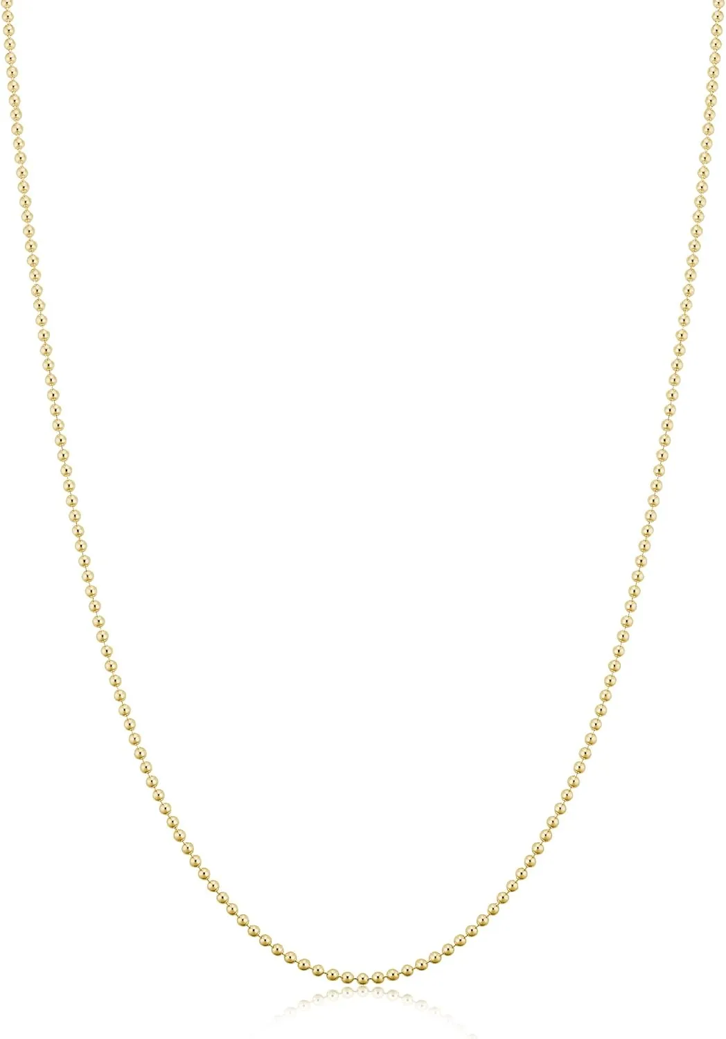 Kooljewelry Yellow Gold Plated Silver or Sterling Silver Bead Ball Chain Necklace For Women (1 mm, 1.2 mm, 1.5 mm or 1.8 mm - Sizes from 14 to 30 inches long)