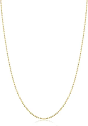 Kooljewelry Yellow Gold Plated Silver or Sterling Silver Bead Ball Chain Necklace For Women (1 mm, 1.2 mm, 1.5 mm or 1.8 mm - Sizes from 14 to 30 inches long)
