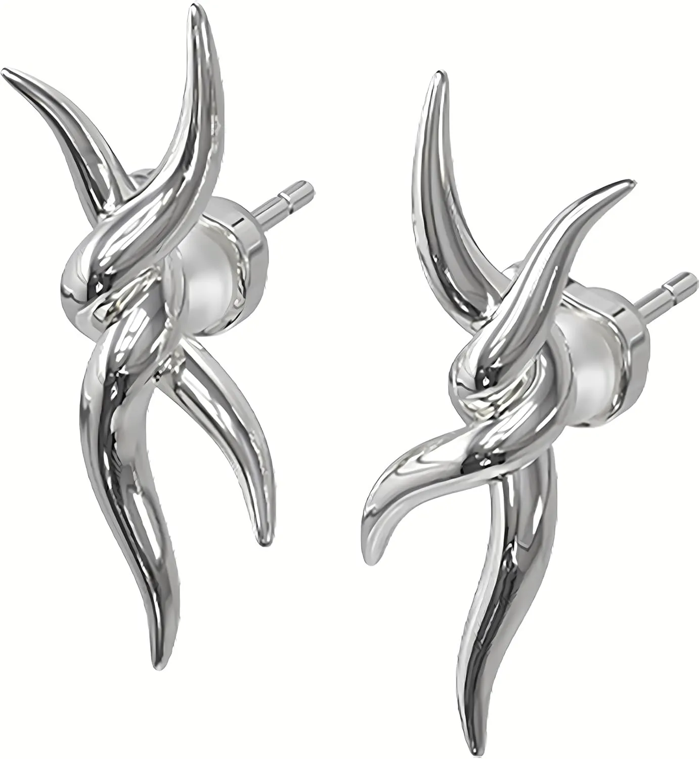 KVK Stud Earrings for Women Platinum Plated Copper Interlocking Spider Ear Studs Clip on Earring Trendy & Hypoallergenic Jewelry for Men