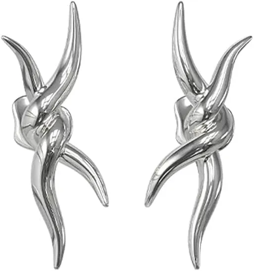 KVK Stud Earrings for Women Platinum Plated Copper Interlocking Spider Ear Studs Clip on Earring Trendy & Hypoallergenic Jewelry for Men