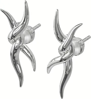 KVK Stud Earrings for Women Platinum Plated Copper Interlocking Spider Ear Studs Clip on Earring Trendy & Hypoallergenic Jewelry for Men