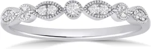 La Joya 1/6-1/4 CT TW Certified Vintage Inspire Lab Grown Diamond Ring Bands | Solid 10k White Gold Milgrain Diamond Wedding Band Ring | Sparkling GH VS/SI Diamond Ring for Women