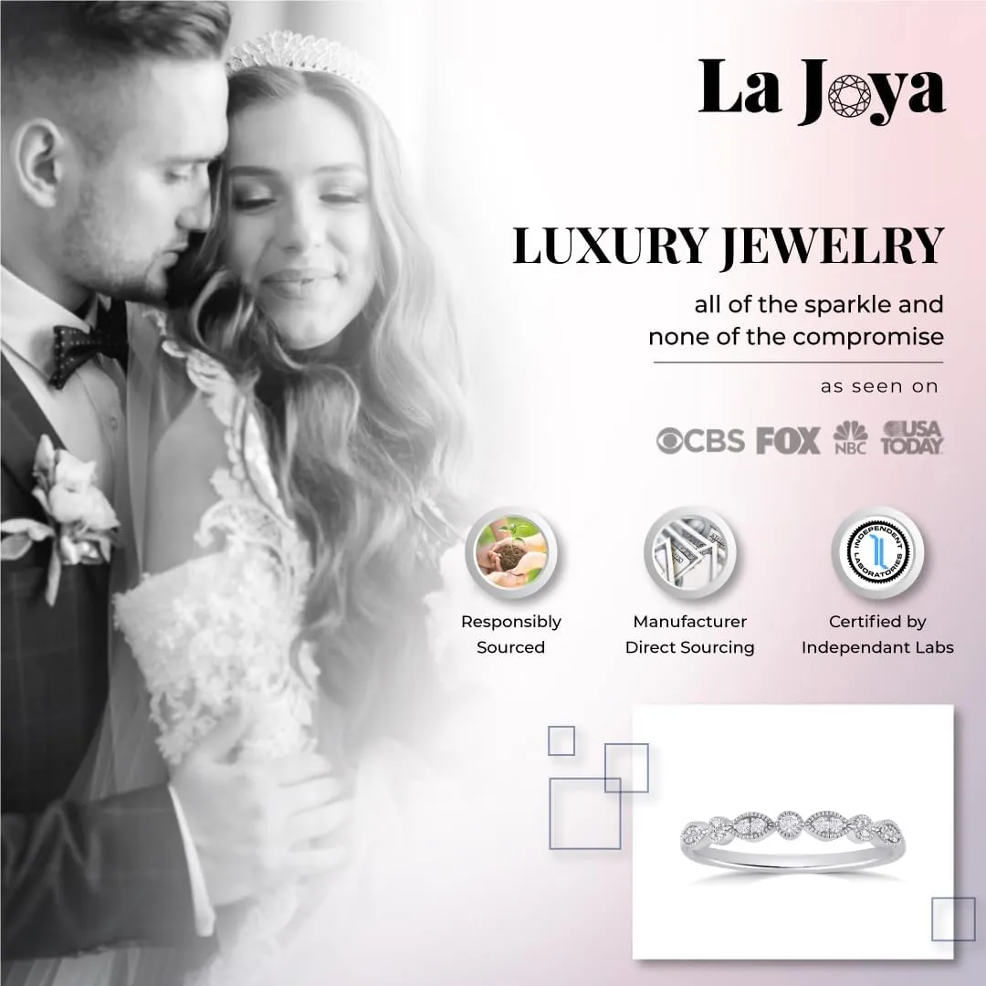 La Joya 1/6-1/4 CT TW Certified Vintage Inspire Lab Grown Diamond Ring Bands | Solid 10k White Gold Milgrain Diamond Wedding Band Ring | Sparkling GH VS/SI Diamond Ring for Women