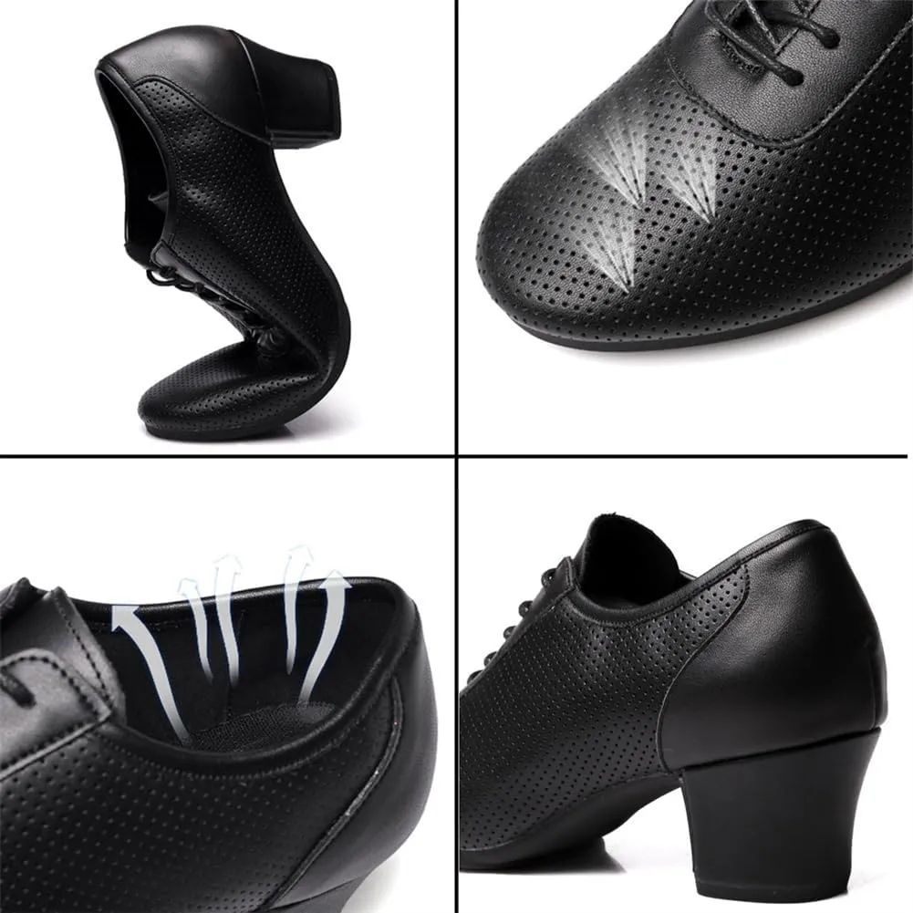 Ladies Ballroom Dance Shoes, Lace Up Practice Performence Shoes Rubber Sole 1Inchs Heel Salsa Dance Shoes