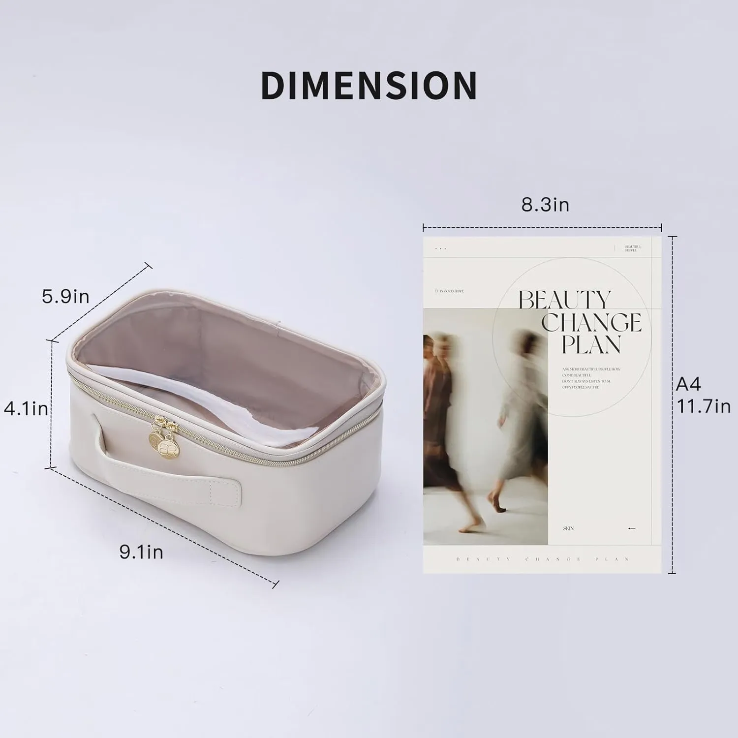 Large Cosmetic Bag with Hanging,Clear Makeup Organizer Bag for Travel,Toiletry Bag for Women,White