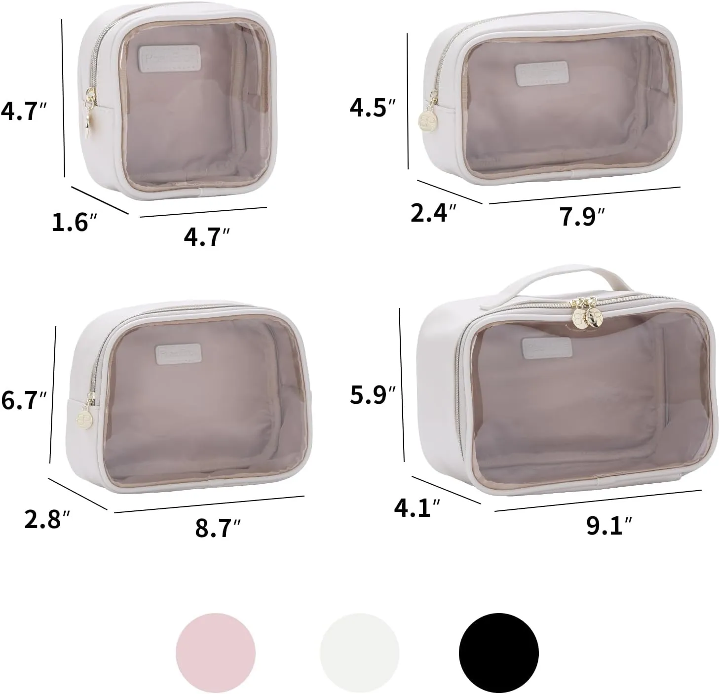 Large Cosmetic Bag with Hanging,Clear Makeup Organizer Bag for Travel,Toiletry Bag for Women,White