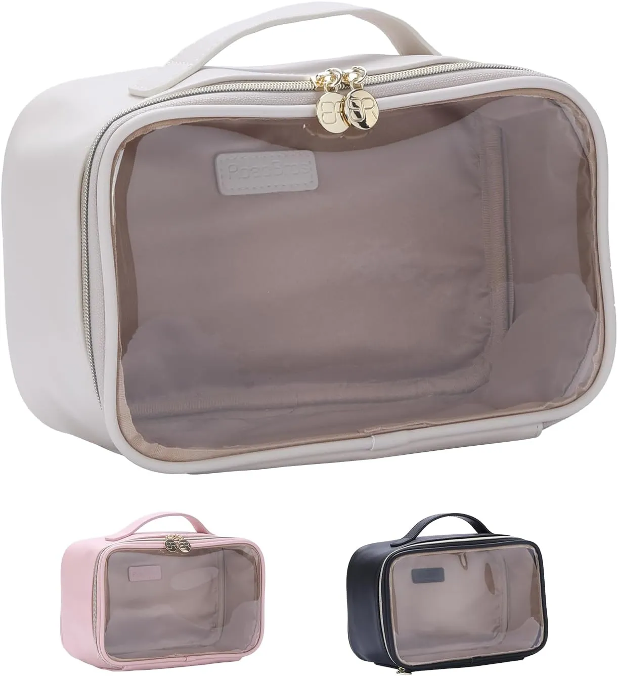 Large Cosmetic Bag with Hanging,Clear Makeup Organizer Bag for Travel,Toiletry Bag for Women,White