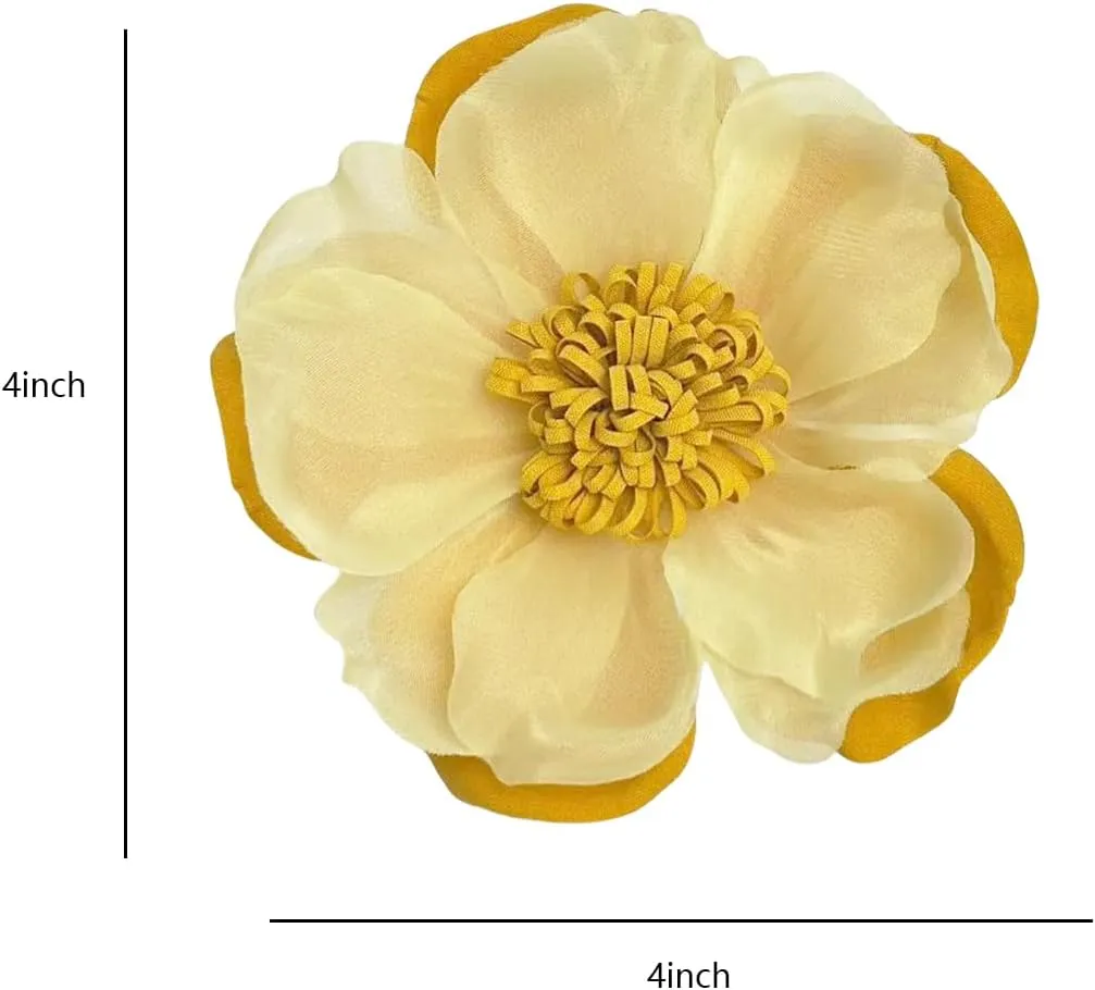 Large Red Rose Flower Brooches Pins for Women Dainty Satin Fabric Brooches Big Camellia Flower Brooch Wedding Party Clothing Pin Accessory Jewelry