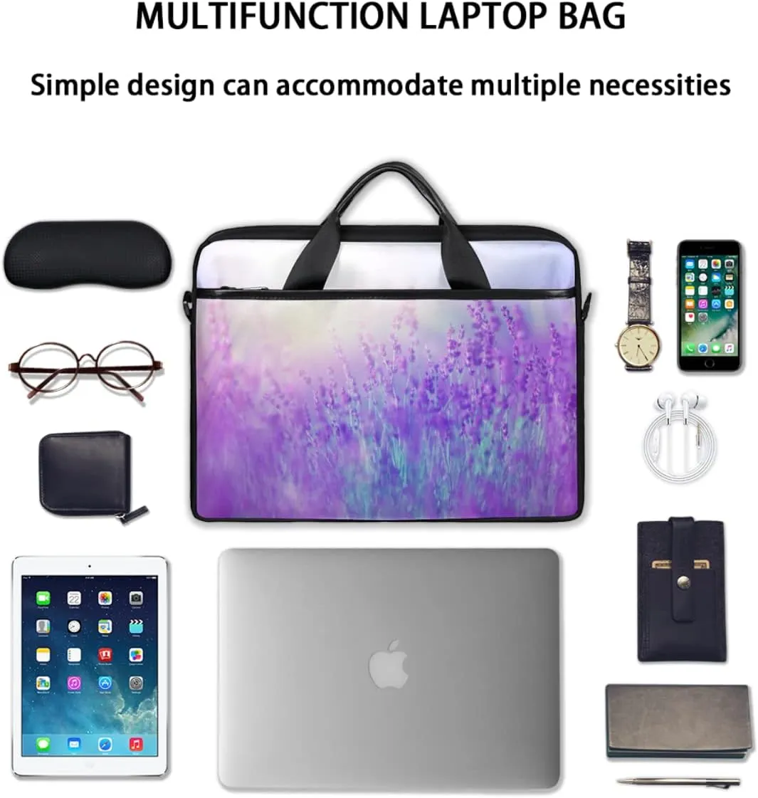 Lavender Field Laptop Shoulder Messenger Bag Waterproof Laptop Briefcase Handle Padded Strap