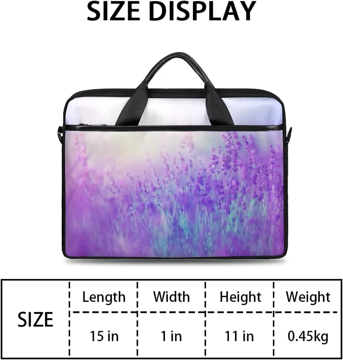 Lavender Field Laptop Shoulder Messenger Bag Waterproof Laptop Briefcase Handle Padded Strap