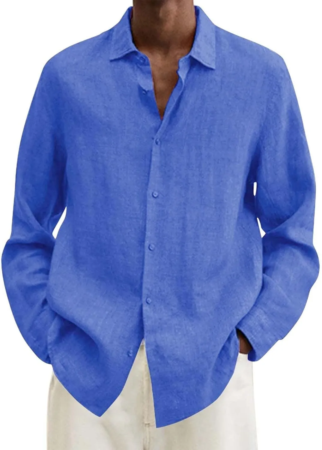 LCMTWX Long Sleeve Shirt Men Casual Plus Size Loose Shirt Mens Turn Down Collar Long Sleeve Shirt Men's Long Sleeve Shirts