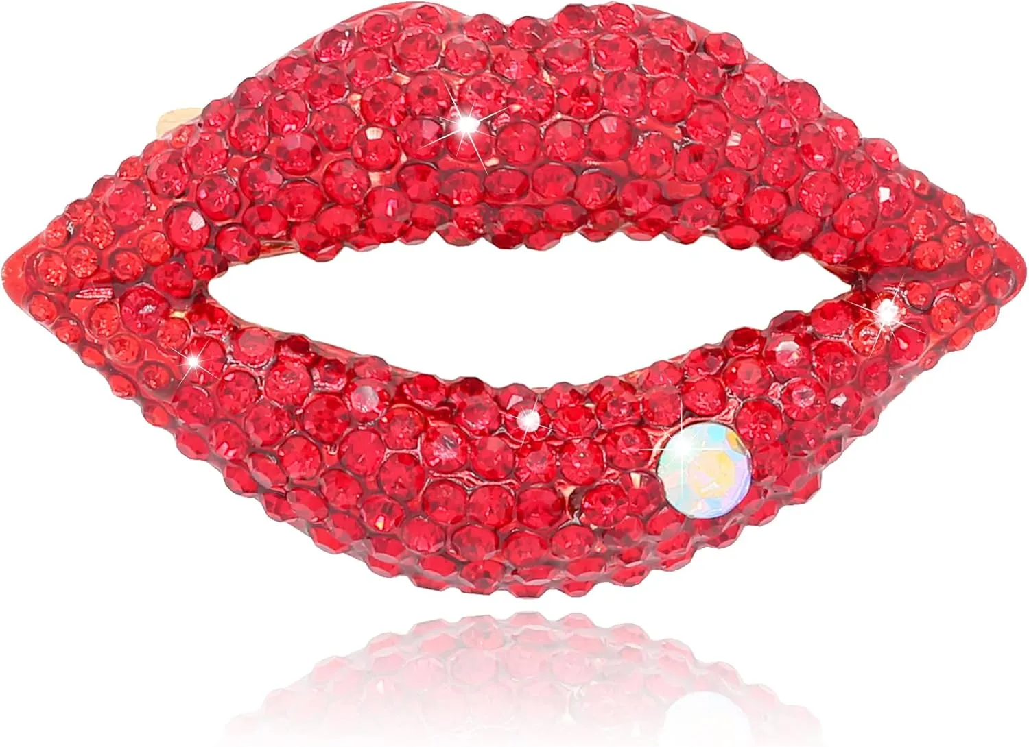Lips Shape Rhinestone Brooches Sexy Elegant Red Pin Brooch for Women Gifts