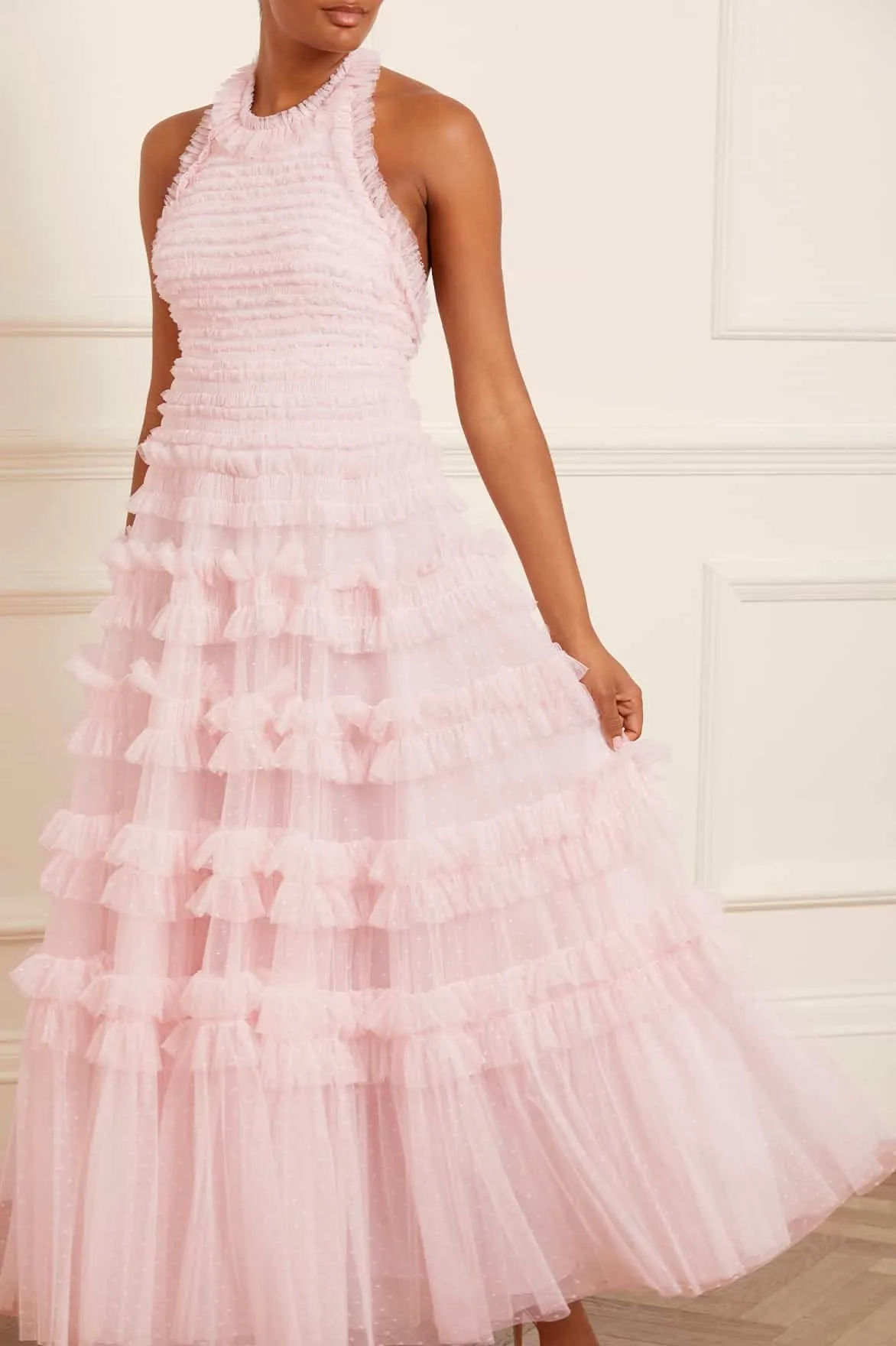 Lisette Ruffle Halter Neck Gown