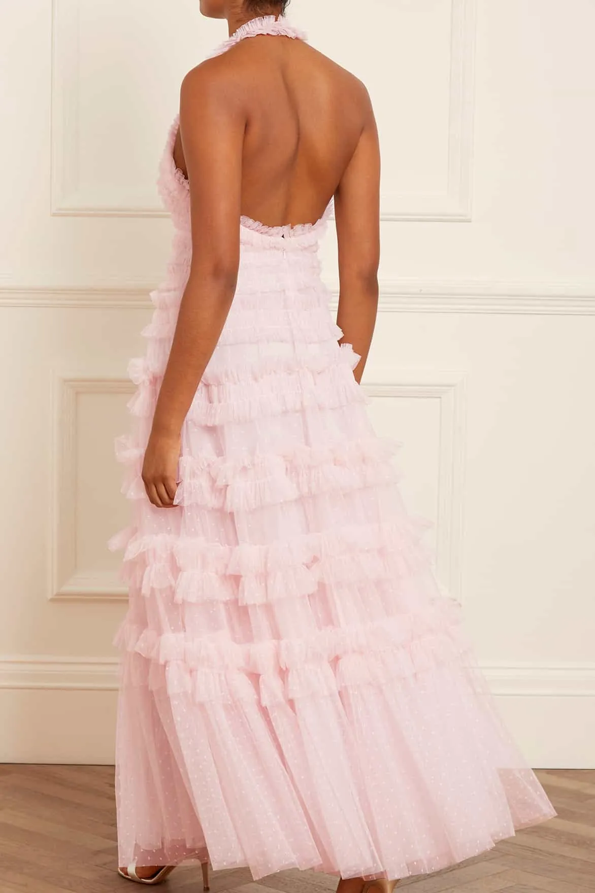 Lisette Ruffle Halter Neck Gown