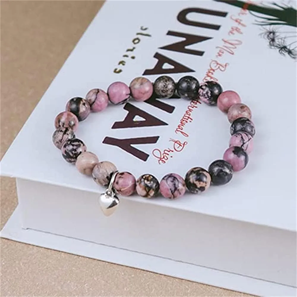 LIU JUN Get Well Soon Gifts -Natural Stone Healing Relaxation Bracelets,8mm Anti-Anxiety Crystal Stone Yoga Beads, Stress Relief Stretch Bracelets for Women Men