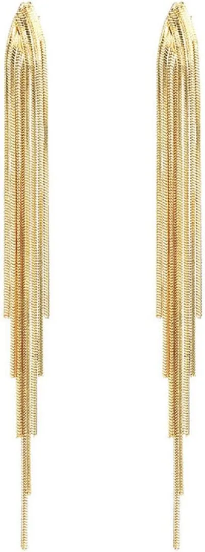 Long Tassel Dangle Drop Earrings Threader Glossy Arc Bar Fringe Chain for Women Girls Geometric Wedding Bridesmaid Jewelry