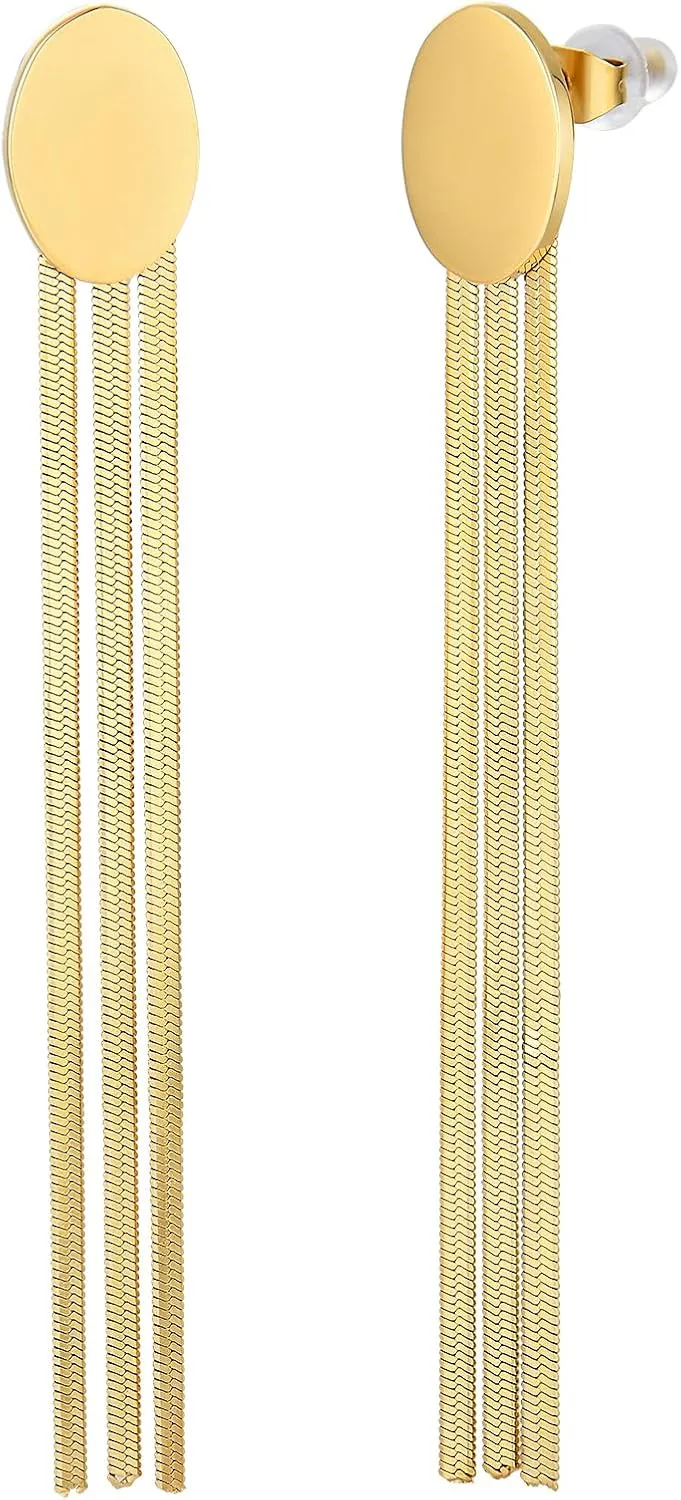 Long Tassel Dangle Earrings for Women 18K Gold Dangling Chain Earrings Jewelry for Women