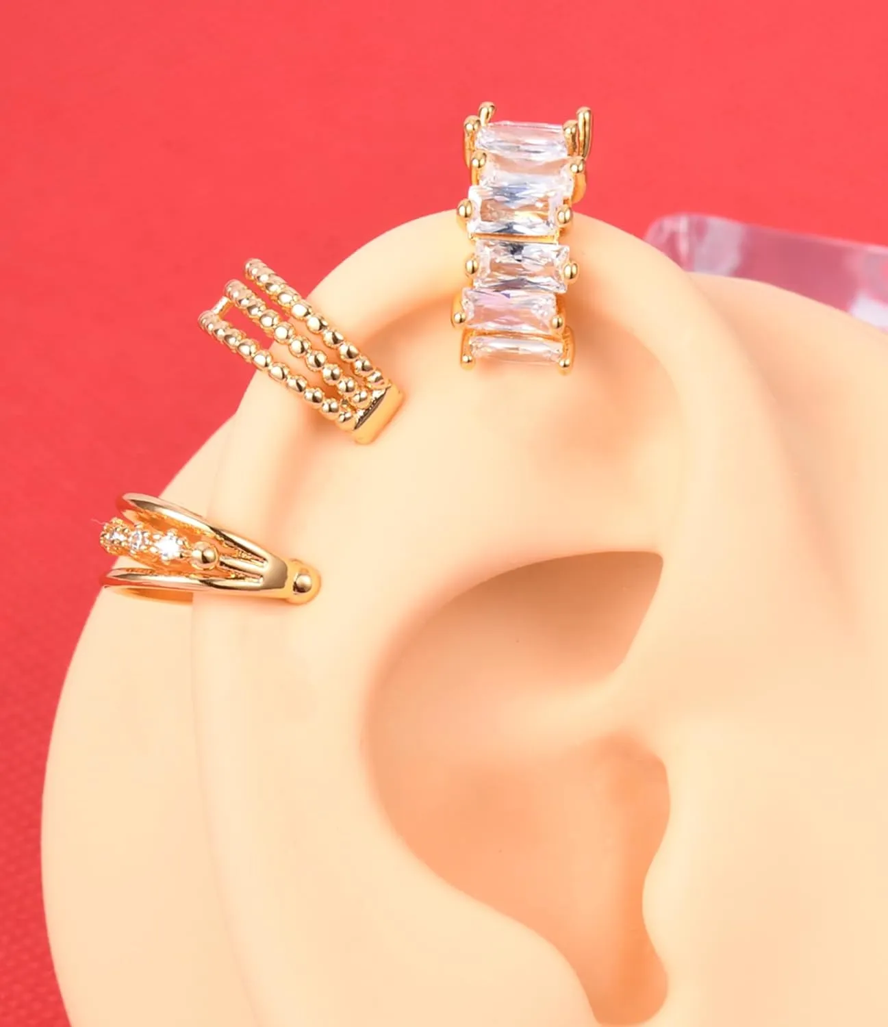 Longita Ear Cuff Earrings for Women non Piercing Ear Hoop Earrings Stainless Steel Clip On Cartilage Earring Huggie Dainty Minimal Crossed Conch Piercing Sparkling Jewelry Silver Rose Gold
